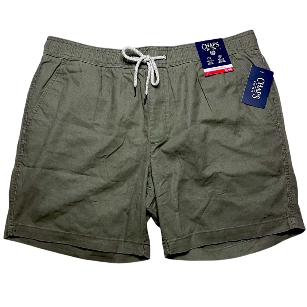 Chaps Seacoast Wash 7” Linen Blend Pull On Shorts, Size XL